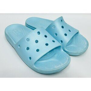 Crocs Classic Slide Sandals 12 Light Blue Comfort Beach Summer Slip On Open Toe